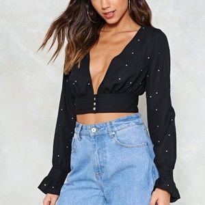 Nasty Gal Aurora Diamante Crop Top